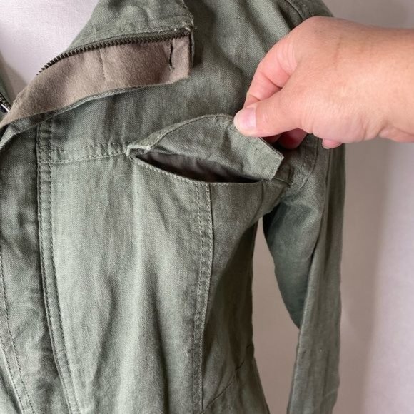 Michael Stars ladies green linen jacket lightweight full zip size XS - Picture 4 of 14